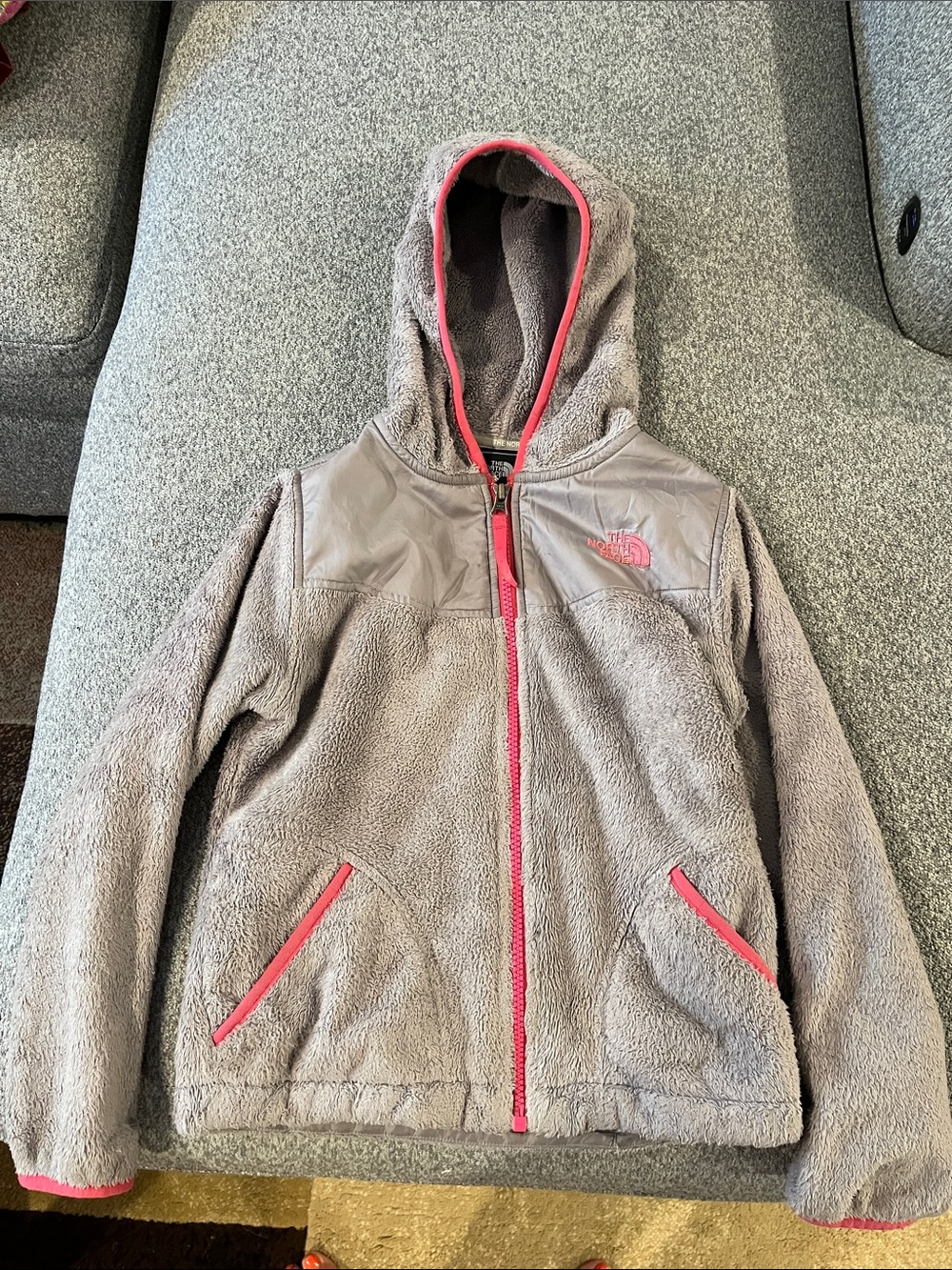 The North Face Gray Fleece Jacket with Pink Accents